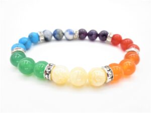 0,8cm armband 7 Chakra gemixed met diamant