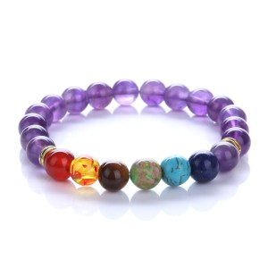 7 chakra 0,8cm steen armband Amethyst