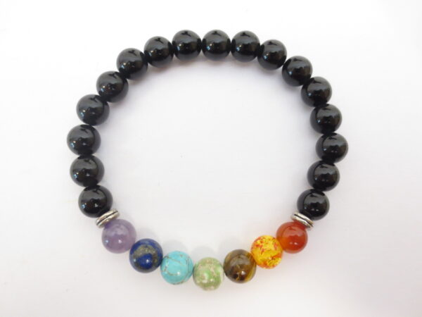 7 chakra 0,8cm steen armband Onyx