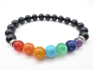 7 chakra 0,8cm steen armband Onyx