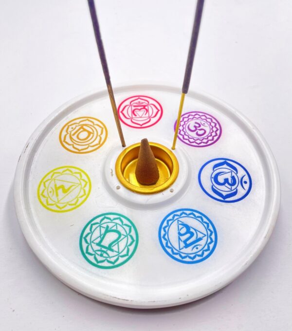 7 Chakra - Wierookhouder - Rond Wit