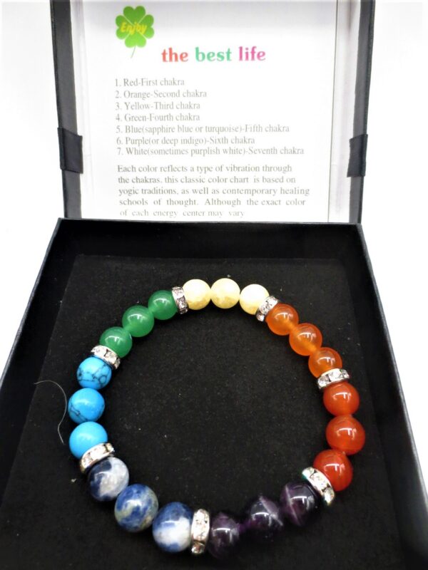 8mm armband 7 Chakra gemixed met diamant