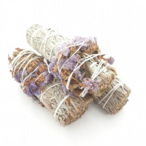 Blue Sage & Statice Sinuata - Smudge Stick Bundle - 12 cm (CF-09)