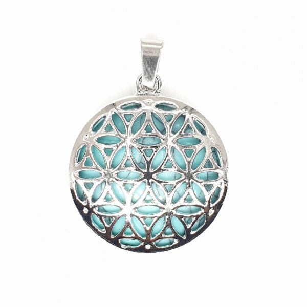 Edelsteen Flower of Life Pendant - Turquoise