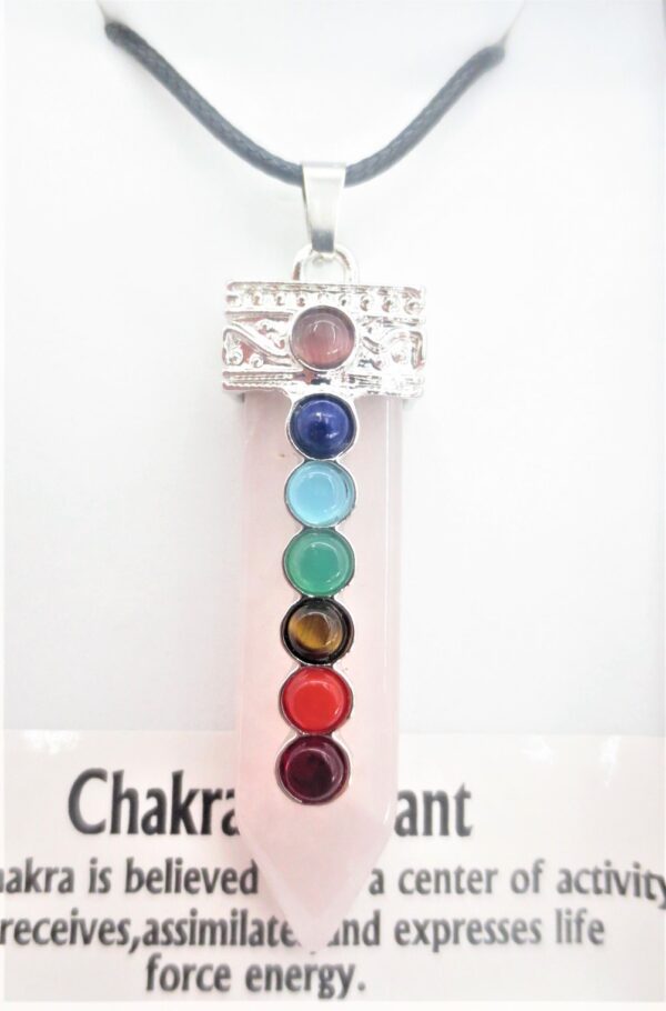 Edelsteen Rozenkwarts 7 Chakra Pendant Ketting