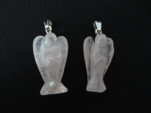 Engel edelsteen pendant set groot (2st) - rozenkwarts