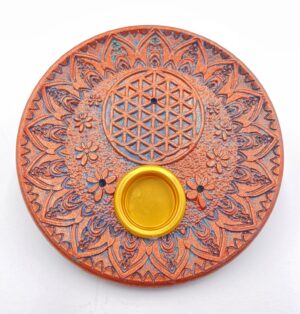 Flower of Life Wierookhouder - Rond Brons