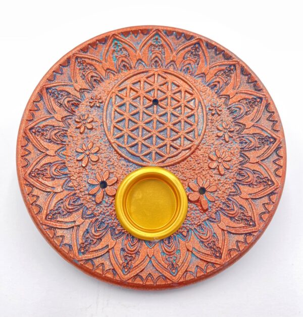 Flower of Life Wierookhouder - Rond Brons