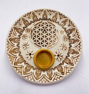 Flower of Life Wierookhouder - Rond Wit