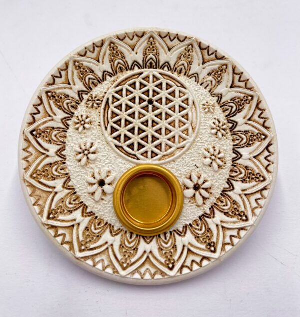 Flower of Life Wierookhouder - Rond Wit