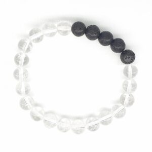 Groothandel - 8 mm armband Bergkristal met lavasteen en Cadeau doos