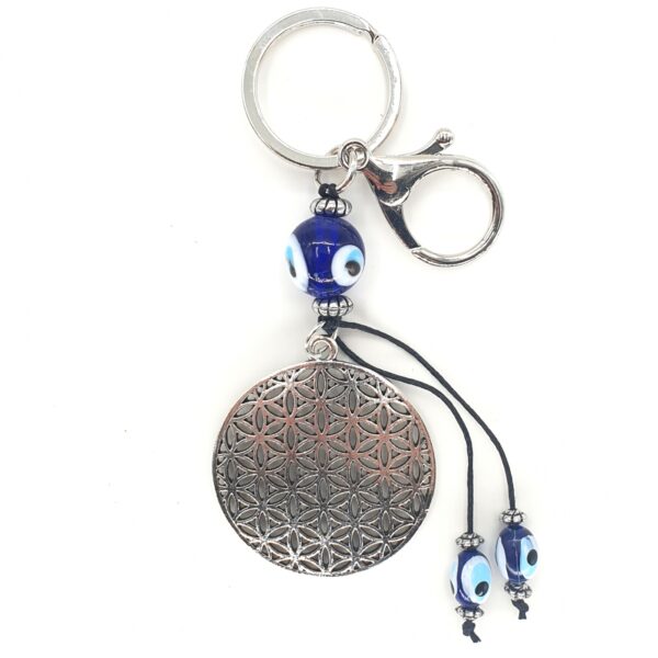 Groothandel - blauwe boze oog sleutelhanger Flower of Life set van 6