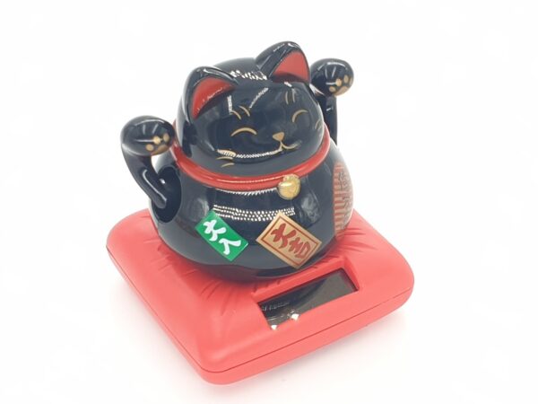 Groothandel - Lucky Cat Solar Light Zwart met 2 bewegende armen