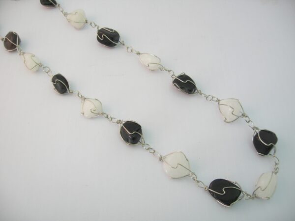 Grote Chakra Ketting Onyx & Milky Quartz