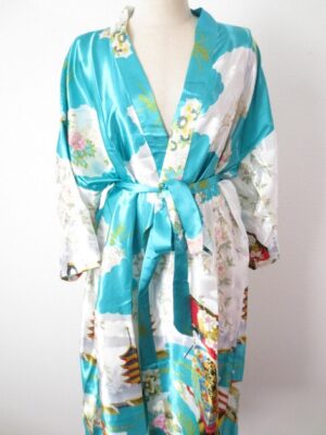 Japanse kimono Lang turquoise