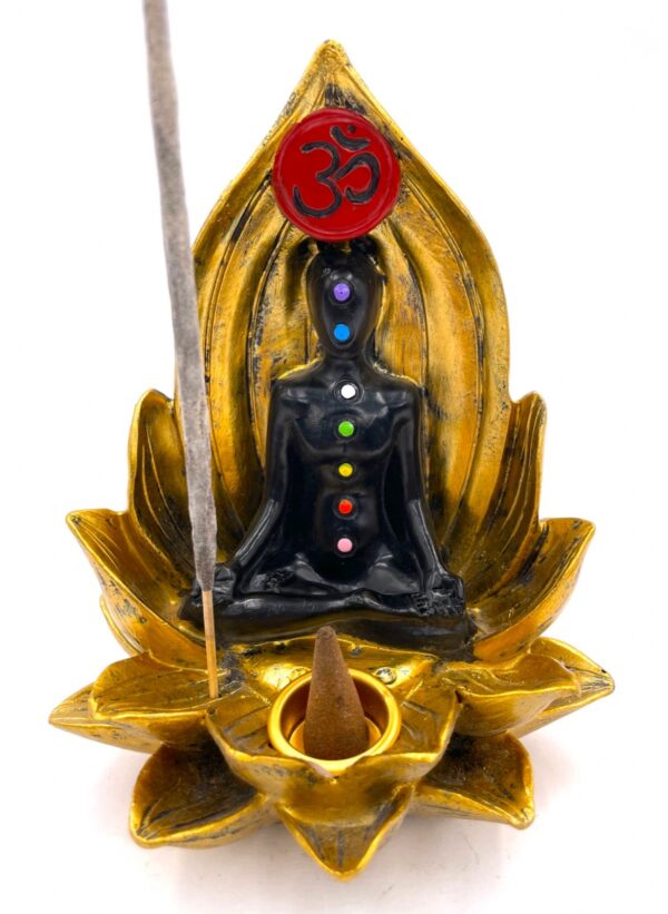 Lotus 7 Chakra meditatie OM wierook houder goud