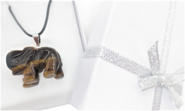 Luxe Olifant Pendant Ketting - Tijgeroog