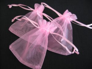 Organza zakjes blanco Roze 7.5 x 10cm (100 stuks)