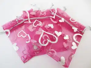 Organza Zakjes Hartjes Fuchsia