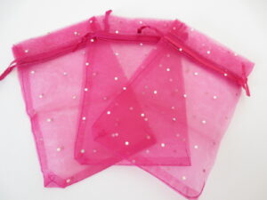 Organza Zakjes Stippeltje Fuchsia