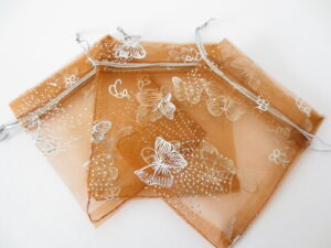 Organza zakjes vlinder Bruin