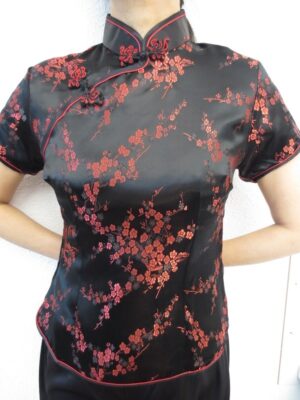 Shanghai Blouse bloesem zwart/rood