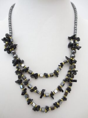 stenen en hematietketting Onyx 3 lagen