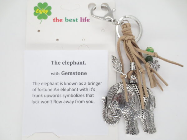 Zilver olifant met paars sleutelhanger