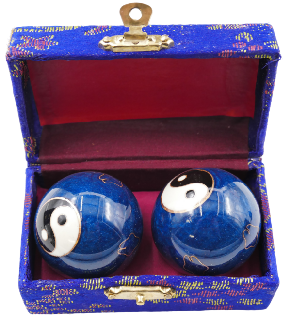 Meridiaankogels blauw dubbele Ying Yang - 4cm