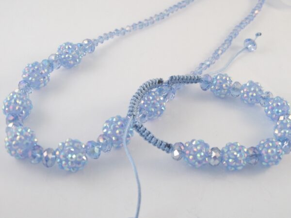 Imitatie Shamballa armband & ketting set blauw