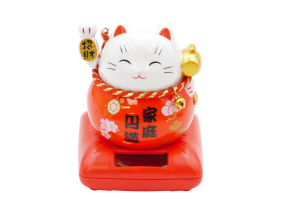 Lucky Cat Solar Light met Zwaaiende Rechterarm - Rood