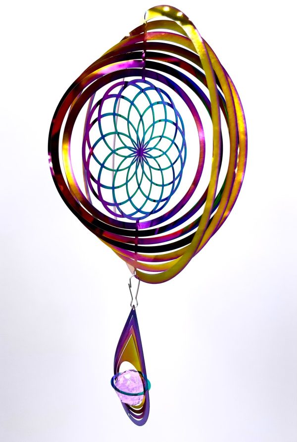 Middel Cosmo Wind Spinner Seed of Life - Regenboog Druppel