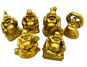 3cm Mini Boeddha Set Brons Goud (6st)