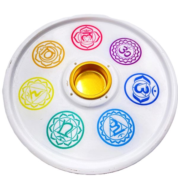 7 Chakra - Wierookhouder - Rond Wit