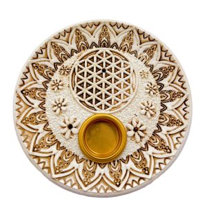 Flower of Life Wierookhouder - Rond Wit