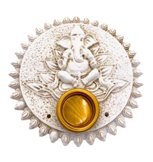 Ganesha wierook houder rond wit (6 stuks)