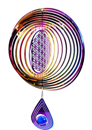 Middel Cosmo Wind Spinner Flower of Life - Regenboog Druppel