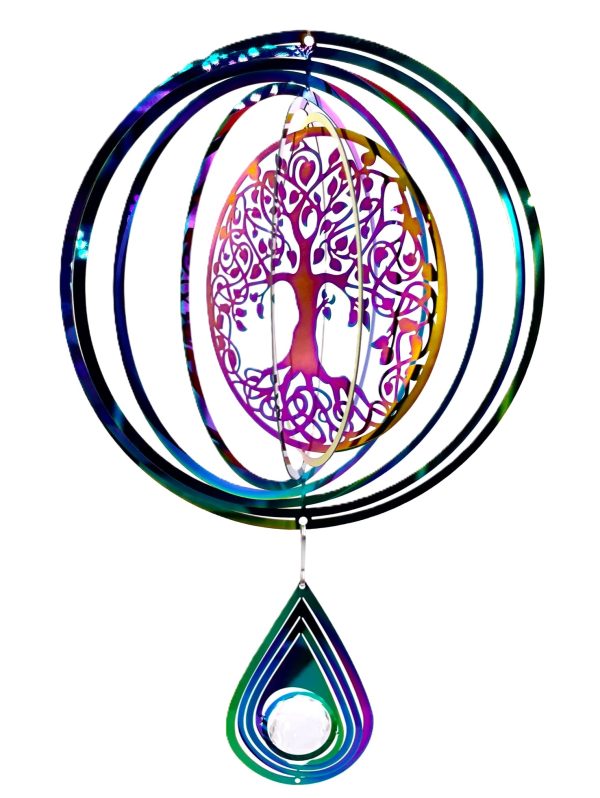 Middel Cosmo Wind Spinner Tree of Life - Regenboog Druppel