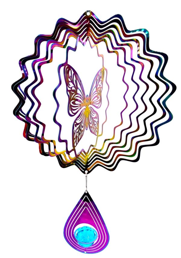 Middel Cosmo Wind Spinner Vlinder - Regenboog Druppel