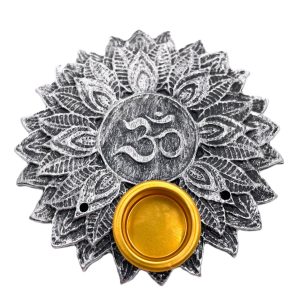 Om Lotus wierook houder rond zilver (6 stuks)