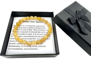 8mm Edelsteen Armband met Cadeaudoos - Gouden Haar Kwarts