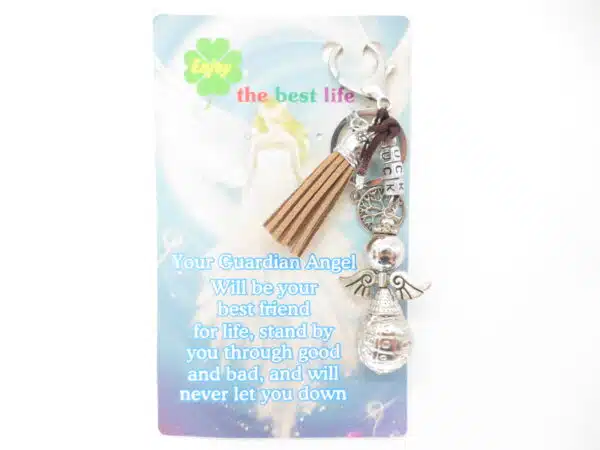 Angel 'luck' sleutelhanger licht bruin