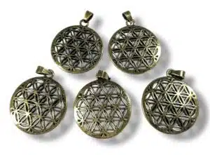 Flower of Life Pendant Set van 5 Brons