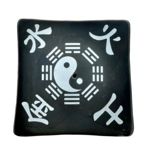 Wierookhouder Zwart porselein met Yin Yang en Yin Shui Tu en Hao (set 6)