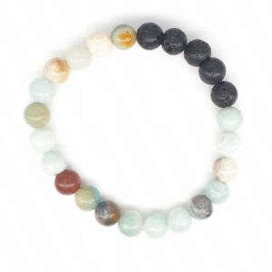 8mm Armband zonder Cadeaudoos - Amazoniet en Lavasteen
