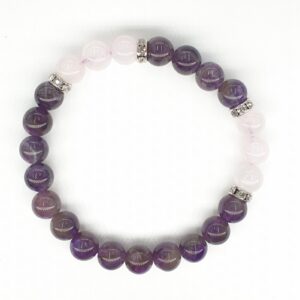 8mm Armband zonder Cadeaudoos - Amethyst en Diamant