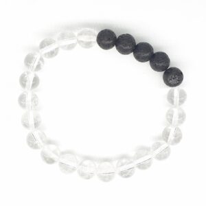 8mm Armband zonder Cadeaudoos - Bergkristal en Lavasteen