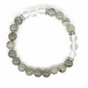 8mm Armband zonder Cadeaudoos - Labradoriet en Diamant