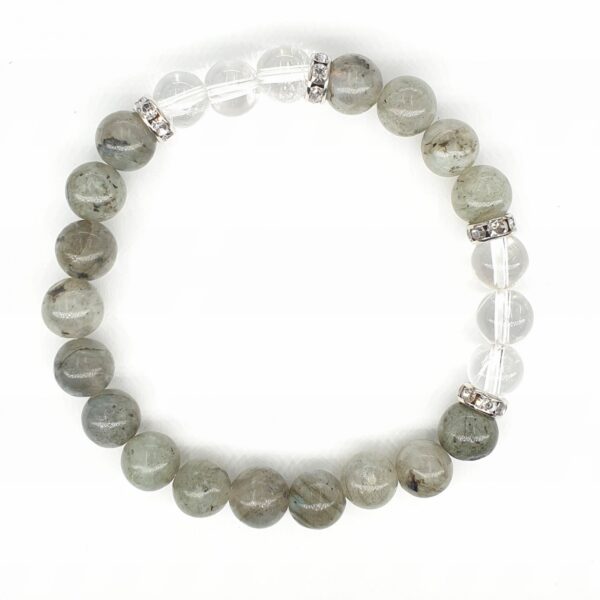 8mm Armband zonder Cadeaudoos - Labradoriet en Diamant