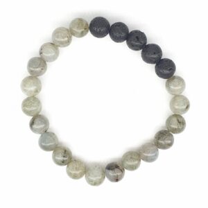 8mm Armband zonder Cadeaudoos - Labradoriet en Lavasteen